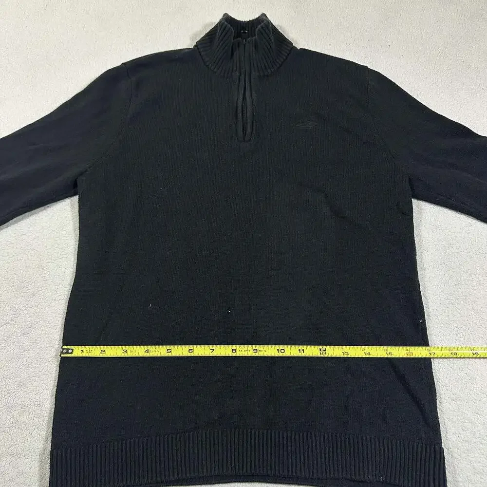 Hollister California Black Quarter Zip Sweater Mens Small Embroidered Logo
